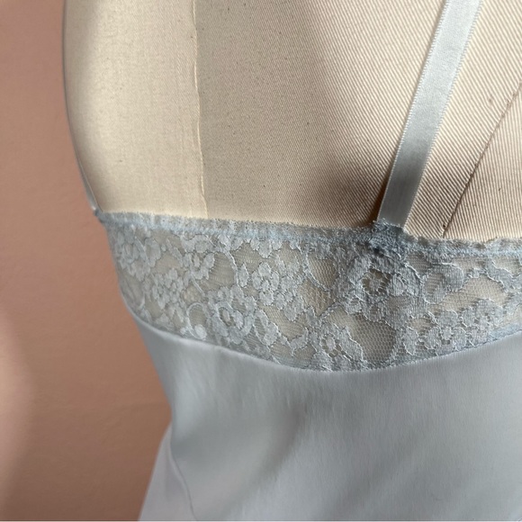 Vintage 40 50 Retro Vanity Fair Pale Blue Lace mini Slip Dress Night Gown - Picture 8 of 17